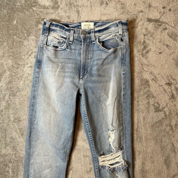 McGuire Sz 26 High-Rise Vintage Slim Fit Faded Blue Jeans Distressed Women's - Picture 2 of 8